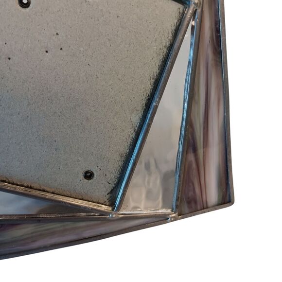 Vintage Purple Slag & Clear Stained Glass Photo Frame 5.5" Fits 3.5" Photo Fetco - Picture 8 of 9